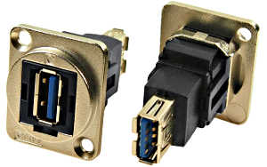 USB 3.0 A to USB 3.0 A female feedthrough socket