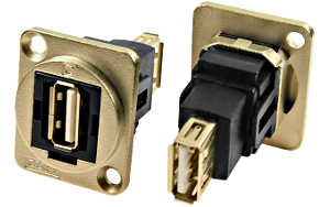 USB 2.0 A to USB 2.0 A female feedthrough socket