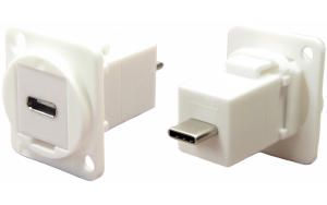 USB type C female to USB type C male feedthrough socket