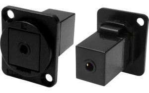 3.5 mm 4-pole audio jack XLR-format female-to-female feedthrough socket in black plastic