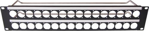 2U rack panel suitable for XLR-sized-connectors
