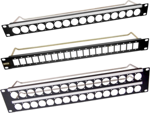 1U and 2U 19 inch connector rack panels
