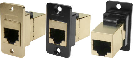 Shielded Cat.6 RJ45 slim metal front-mounting feedthrough connector CP30625SMX1, CP30625SMB