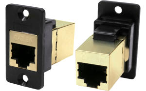 Shielded Cat.6 RJ45 slim plastic front mounting feedthrough connector CP30625S
