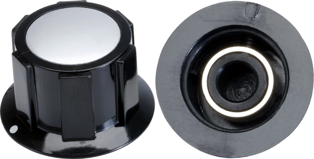 thumbnail image 2 of CED Aluminum Knurled 3/4" Round Radio Dial Knob – Black, 1/4" Shaft, P-K311 2 of 4