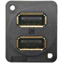 Dual USB Sockets with Earth in XLR Shell - 24 mm-diameter-mounting (rectangular)